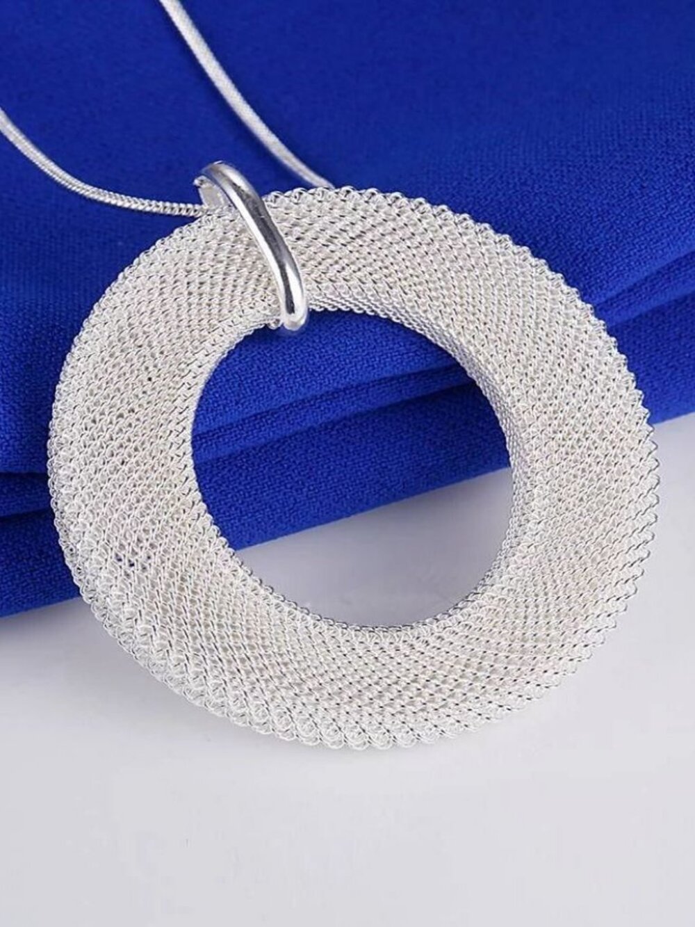 Alessandra Weaved Open Circle Sterling Silver Pendant Necklace Gift Boxed